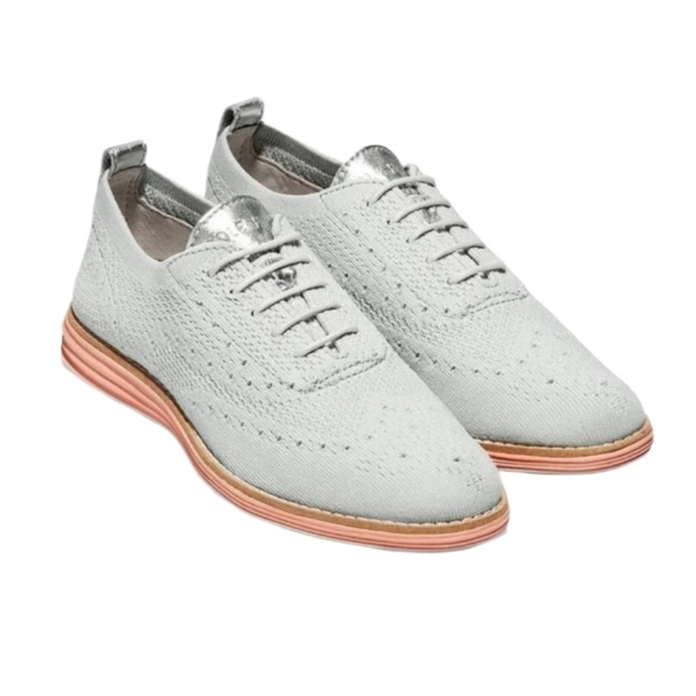 Cole Haan Light Gray Knit Oxford Women's Shoes Baby Blue